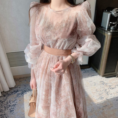シフォンフラワーワンピ